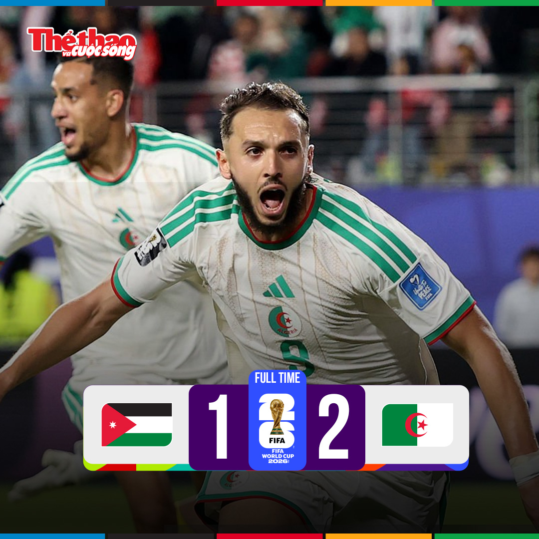 Algeria ngược dòng ngoạn mục trước Jordan, mở lại cánh cửa đi tiếp tại World Cup 2026